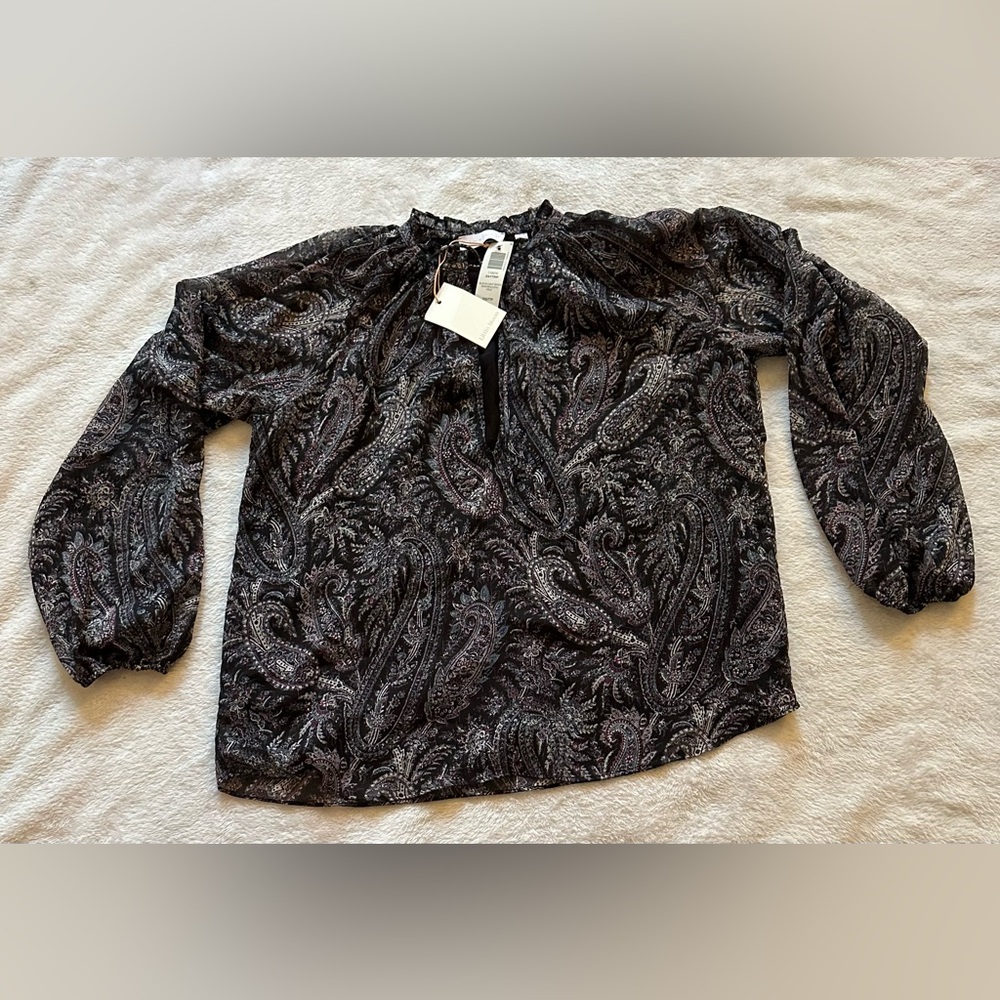 Little Moon Black Paisley Women's Top size 2XS NWT